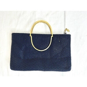 Vintage "Bags By Marlo" Mesh Handbag Black‎ Metal Mesh with Gold Tone Handles